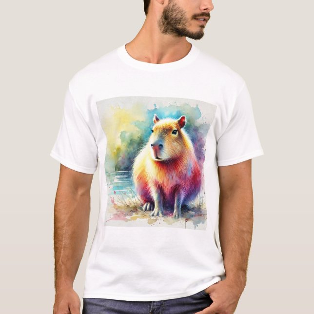 Capybara in Nature 130924AREF101 - Watercolor T Shirt (Framsida)
