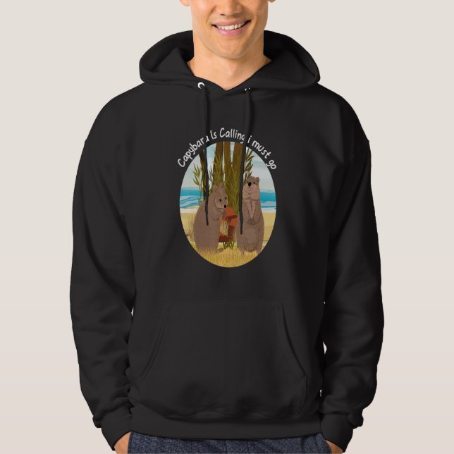 Capybara Is Calling Funny Capibara Rodent Animal L Hoodie (Framsida)