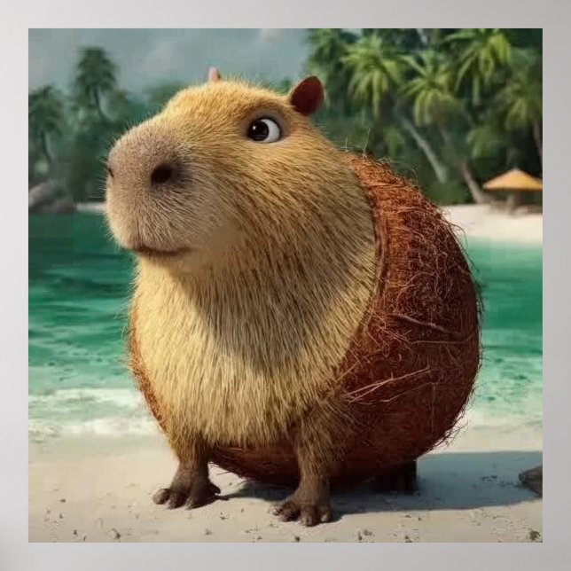 Capybara Island Mood. Ha en Capy Day. Poster (Framsidan)