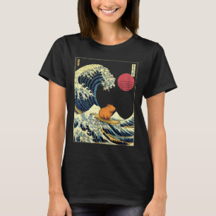 Capybara Japanska Kanagawa Våg Rolig Surf Djur  T Shirt