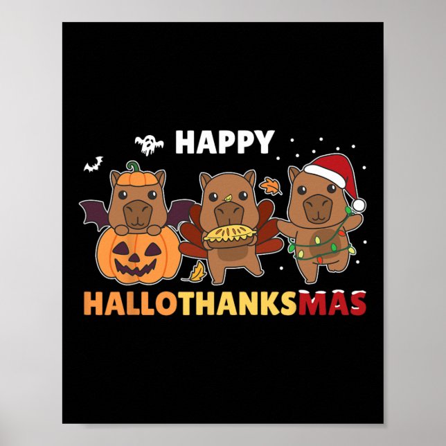 Capybara jul Halloween Costume Lycklig Halloth Poster (Framsidan)