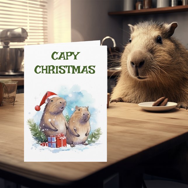 Capybara jul Helgdag Capy Kort (Skapare uppladdad)
