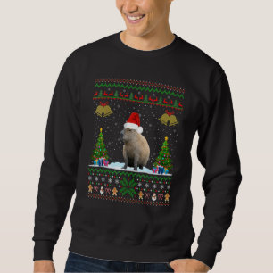 Capybara jul Julafton Lighting Santa Hat Lång Ärmad Tröja