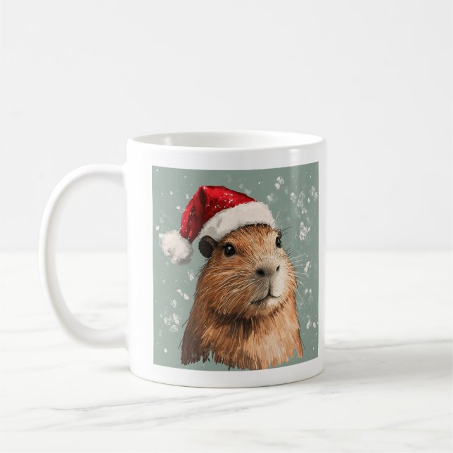 Capybara, jul, lägg till din egen text, kaffemugg (Vänster)