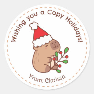 Capybara jul Stickers Funny Cute Runt Klistermärke