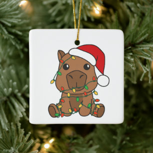 Capybara Jul Winter Animals Helgdag Julgransprydnad Keramik