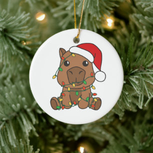 Capybara Jul Winter Animals Helgdag Julgransprydnad Keramik