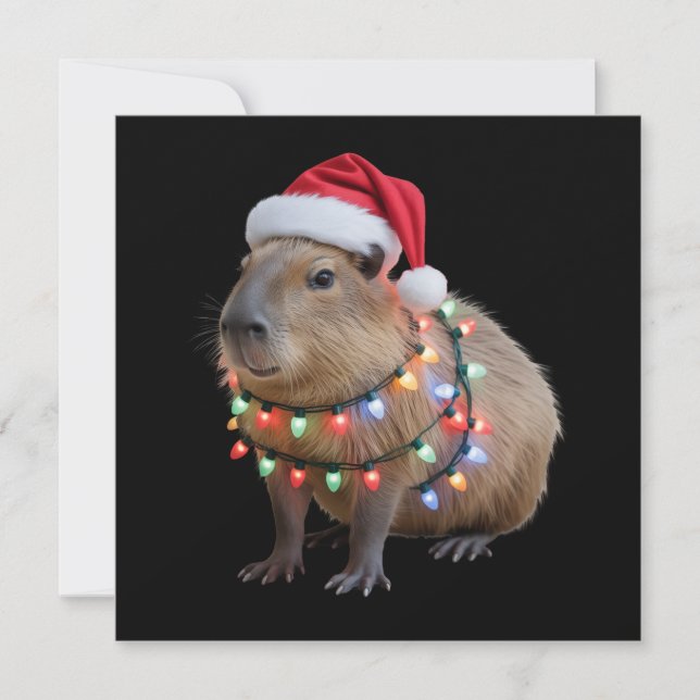 Capybara julbelysning Xmas högtid Cappy  Julkort (Framsida)