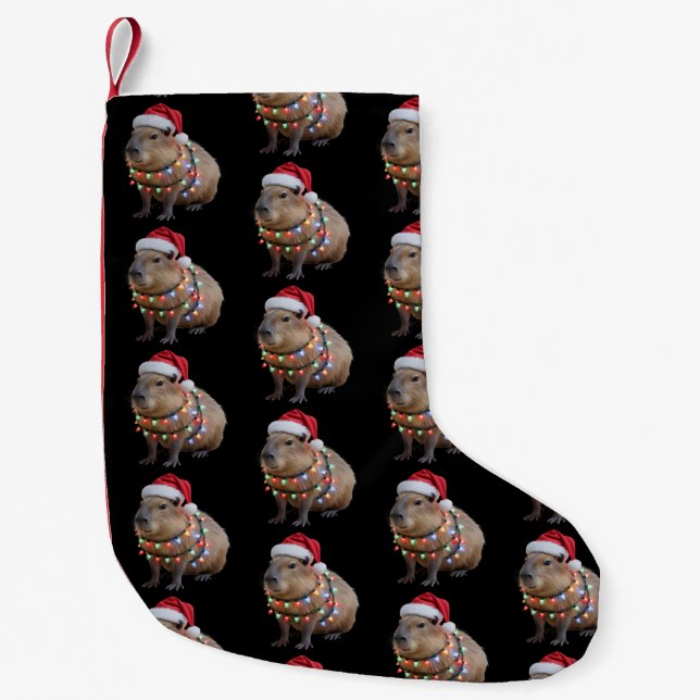 Capybara julbelysning Xmas högtid Cappy  Liten Julstrumpa (Framsidan)