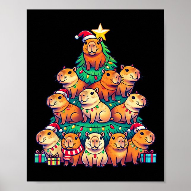 Capybara Julgran Funny Capybara Julafton Poster (Framsidan)