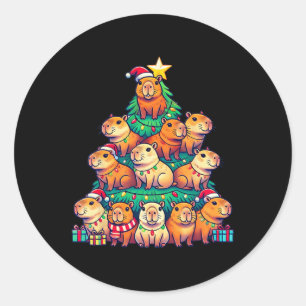 Capybara Julgran Funny Capybara Julafton Runt Klistermärke