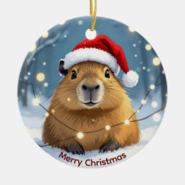 Capybara julhälsningar julgransprydnad keramik