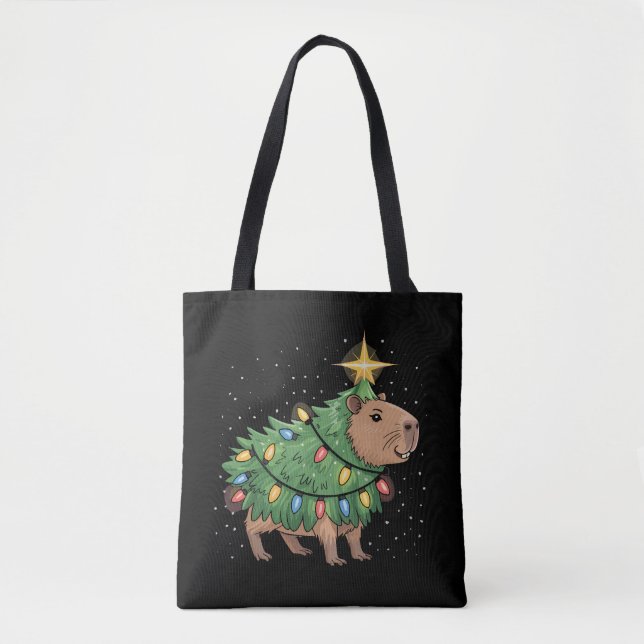 Capybara julklappar Capy rolig julgran Tygkasse (Framsida)