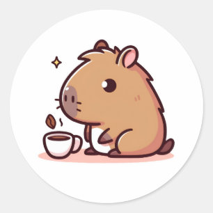 Capybara kaffe älskare runt klistermärke