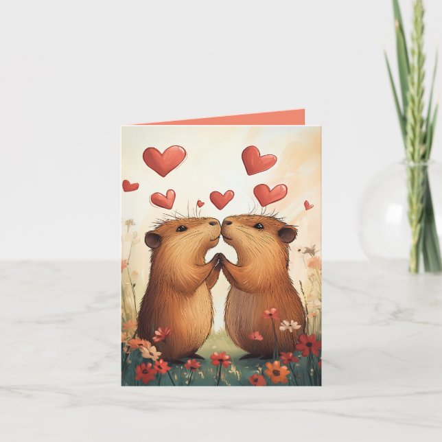 Capybara Kärlek - en romsk ängsgradsmatta Inbjudan (Framsida)