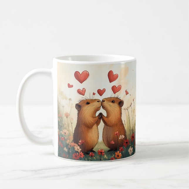 Capybara Kärlek - en romsk ängsgradsmatta Kaffemugg (Vänster)