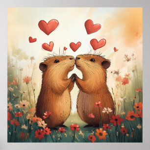 Capybara Kärlek - en romsk ängsgradsmatta Poster