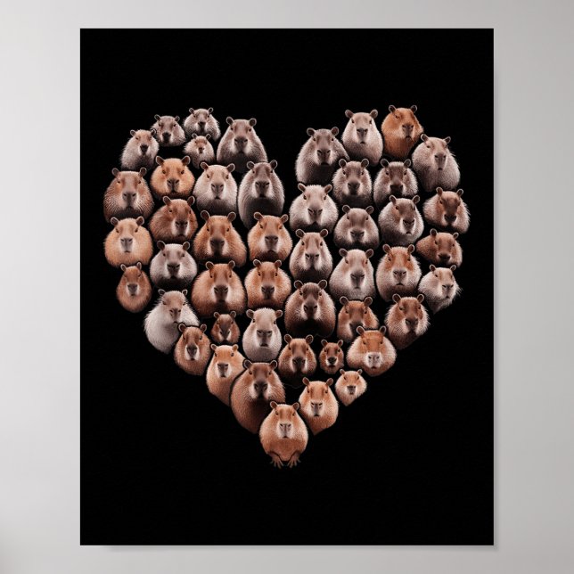 Capybara Kärlek Heart Valentine För barn Kvinnor T Poster (Framsidan)
