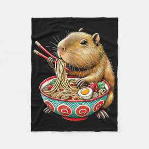 Capybara Kärlek Noodle Capybara Eating japansk Ram Fleecefilt