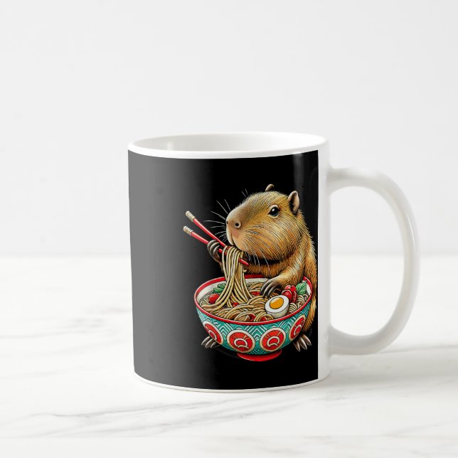 Capybara Kärlek Noodle Capybara Eating japansk Ram Kaffemugg (Höger)