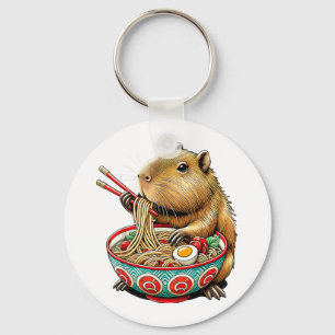 Capybara Kärlek Noodle Capybara Eating japansk Ram Nyckelring