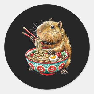 Capybara Kärlek Noodle Capybara Eating japansk Ram Runt Klistermärke