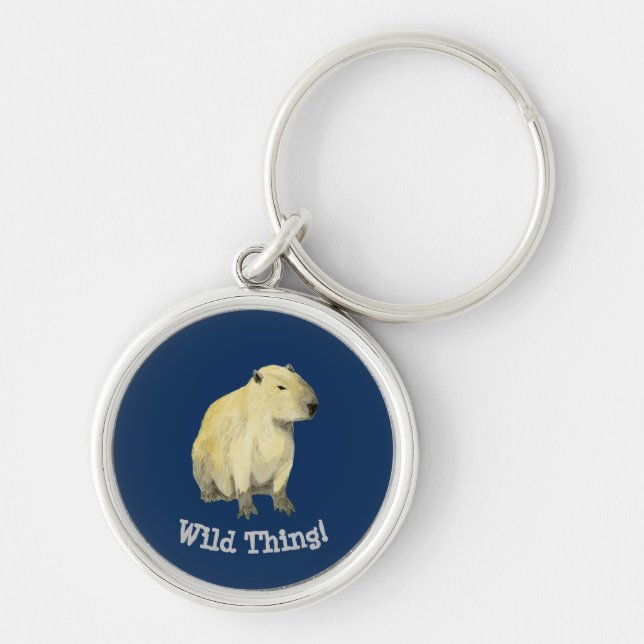 Capybara Keychain Rund Silverfärgad Nyckelring (Framsidan)