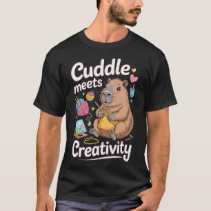 Capybara Knuffar Möter Kreativitet Stickning Måler T Shirt