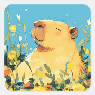 Capybara Komfort Fyrkantigt Klistermärke