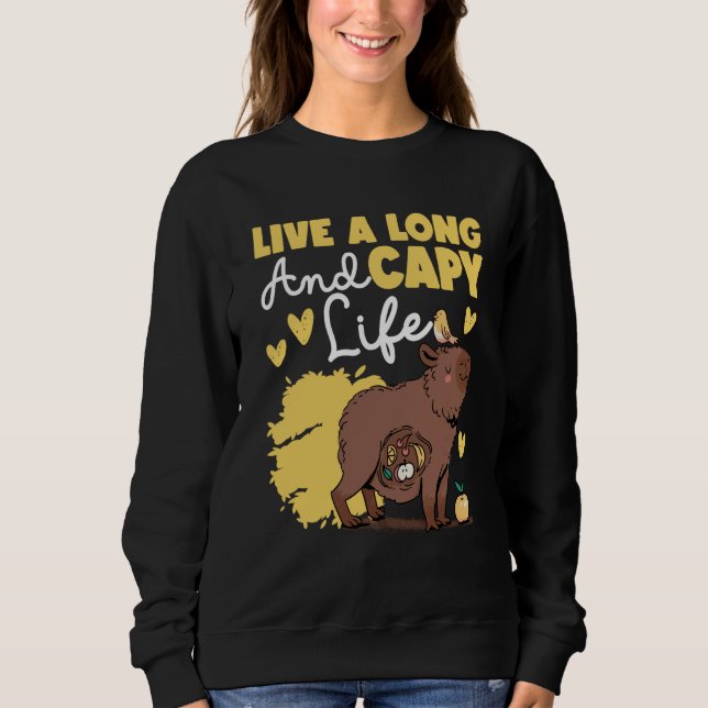Capybara Live A Long And Capy Life T Shirt (Framsida)