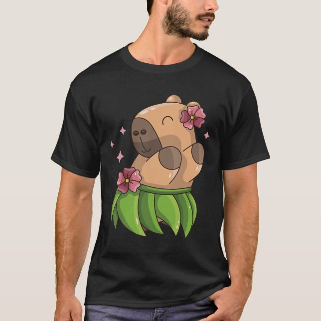 Capybara Luau Dancing Hawaii Vacation Clothes Girl T Shirt (Framsida)