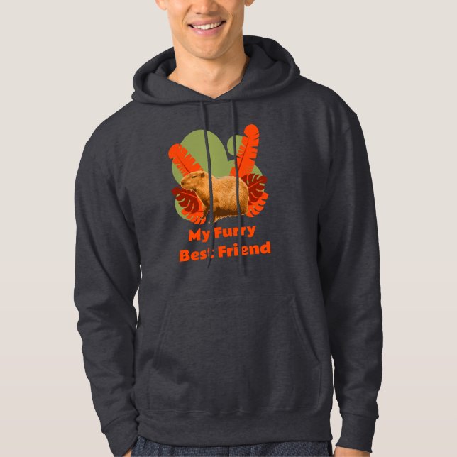 Capybara Luffiga Bästa Vän Tropisk Djur Hoodie (Framsida)