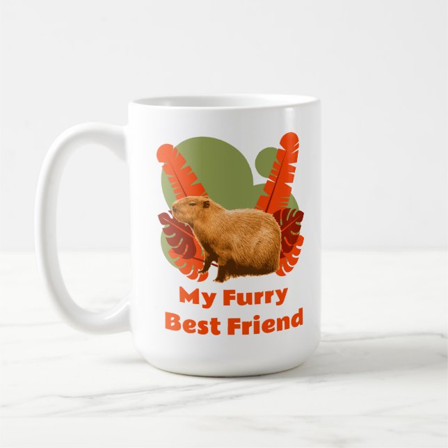 Capybara Luffiga Bästa Vän Tropisk Djur Kaffemugg (Vänster)