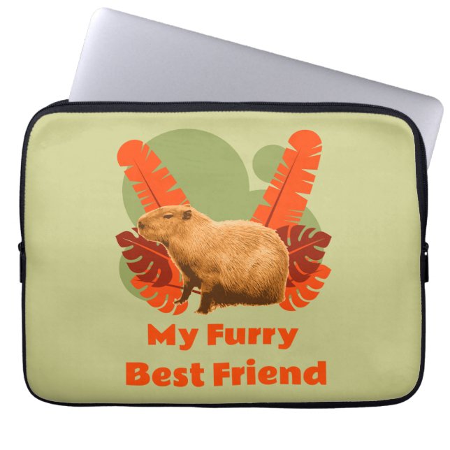 Capybara Luffiga Bästa Vän Tropisk Djur Laptop Fodral (Framsidan)