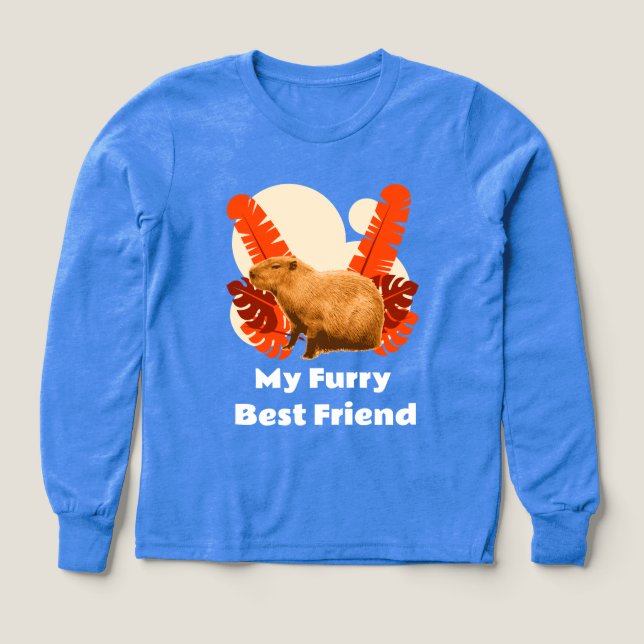 Capybara Luffiga Bästa Vän Tropisk Djur T Shirt (Design framsida)