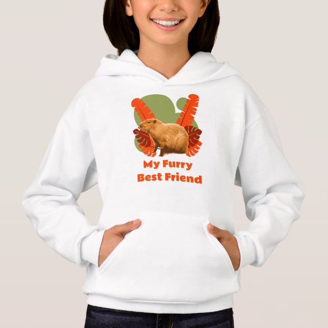 Capybara Luffiga Bästa Vän Tropisk Djur T Shirt (Framsida)