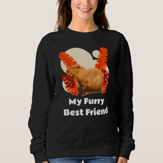 Capybara Luffiga Bästa Vän Tropisk Djur T Shirt (Framsida)