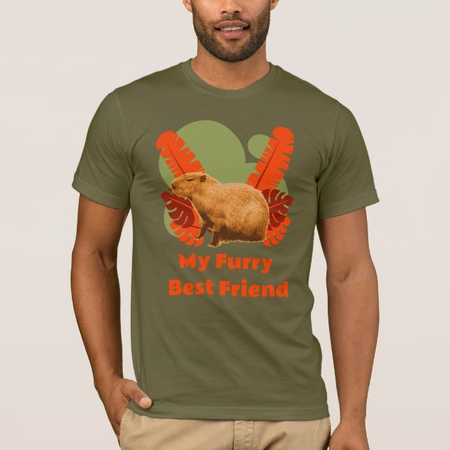 Capybara Luffiga Bästa Vän Tropisk Djur T Shirt (Framsida)
