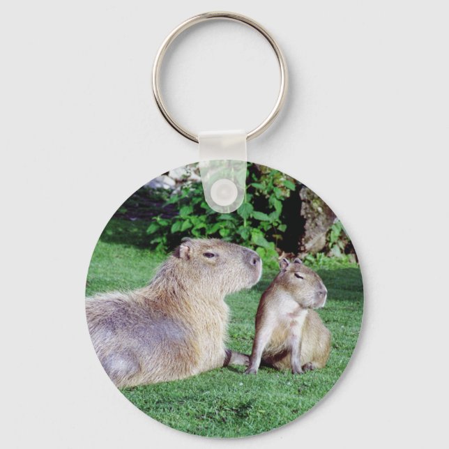 Capybara Mamma och Son Keychain Nyckelring (Framsida)