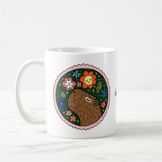 Capybara med blommor, söt anpassningsbar av kapyba kaffemugg