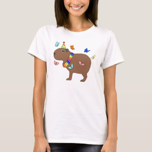 Capybara med butterflies chill kompis söt djur t shirt