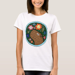 Capybara med Flowers Cute Capybara Graphic T Shirt