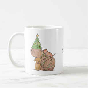 Capybara med Helgdag av katt och hund Kaffemugg