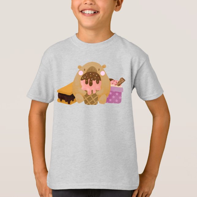 Capybara med iskräm t shirt (Framsida)