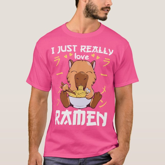 Capybara med Noodles Ramen Kawaii Capybara T Shirt (Framsida)