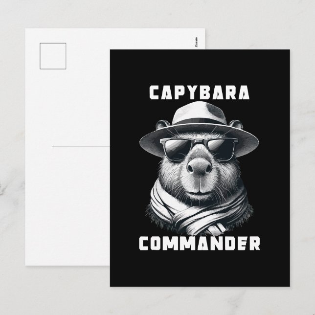 Capybara Med Solglasögon Capy Kommendör Helg Vykort (Fram/baksida)