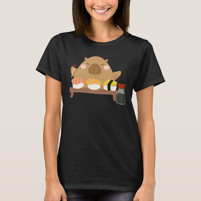 Capybara med Sushi T Shirt (Framsida)