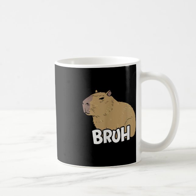 Capybara Meme säger Bruh med Capybara Boys Girls Kaffemugg (Höger)