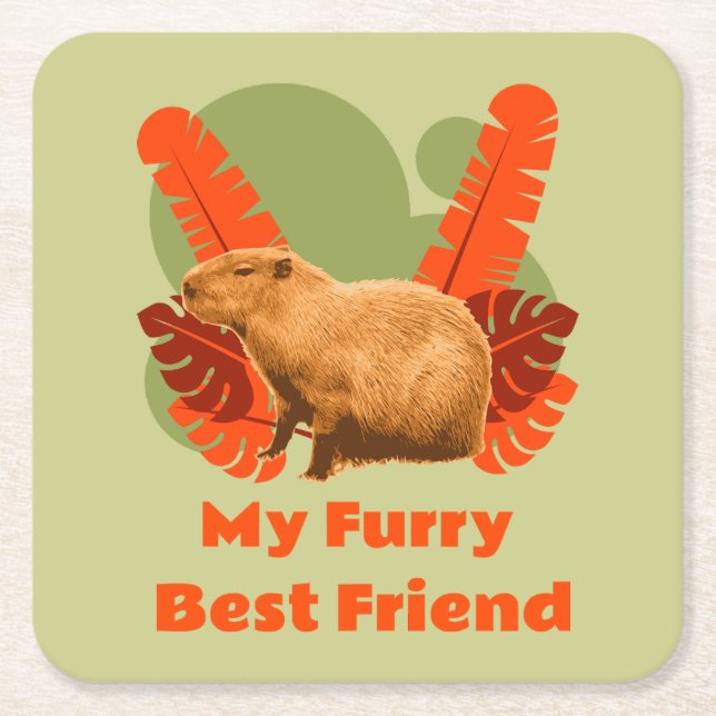 Capybara Mitt Hårig Best Friend Underlägg Papper Kvadrat (Framsidan)