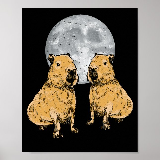 Capybara Moon Funny Capybaras Poster (Framsidan)